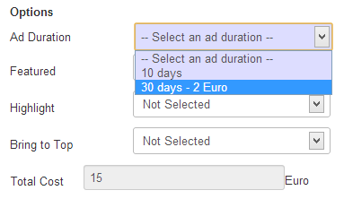 Ad duration example